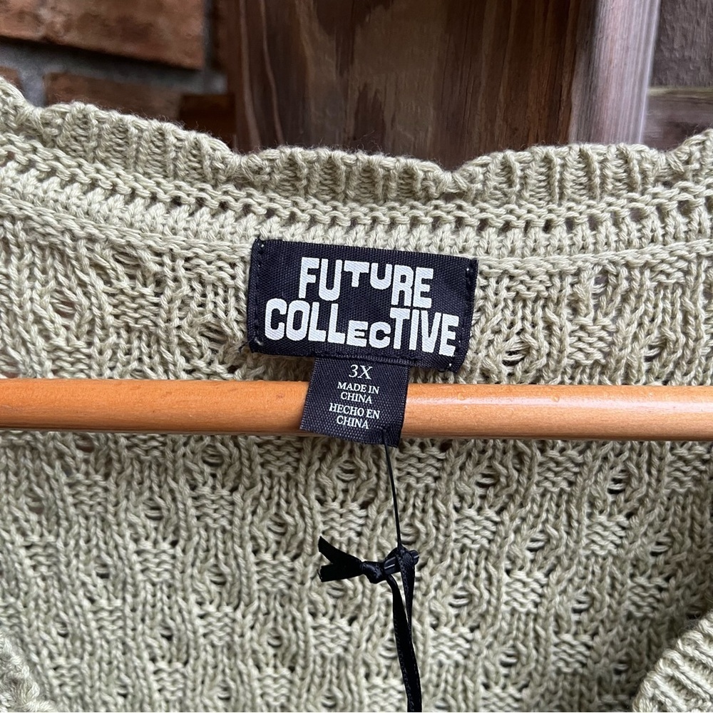 Future Collective Sleeveless Cardigan Vest in Sage Green - Picture 4 of 5